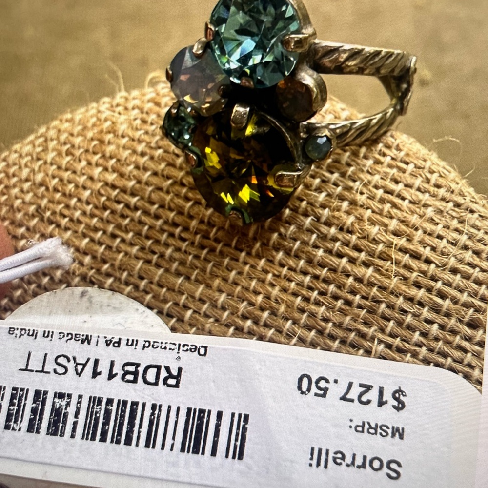 Elegant Silver Ring with Blue and Green Stones S - Picture 2 of 5